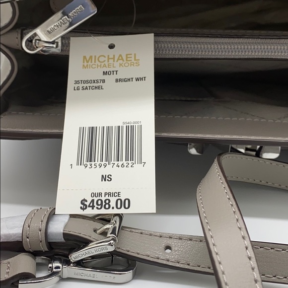 MICHAEL KORS MOTT LARGE SATCHEL BRIGHT WHITE LEATR - Picture 16 of 16